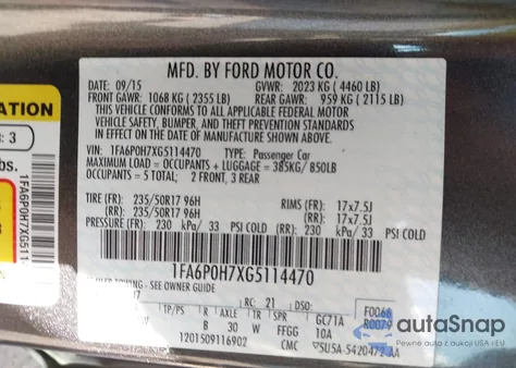 2016 Ford Fusion Se from USA, damaged, VIN 1FA6P0H7XG5114470